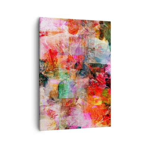 Impression sur toile - Image sur toile - Une composition abstraite aux tons dominants rose et rouge. - 50x70cm - Un voyage à travers les roses - Décoration murale moderne pour le salon et la chambre ARTTOR
