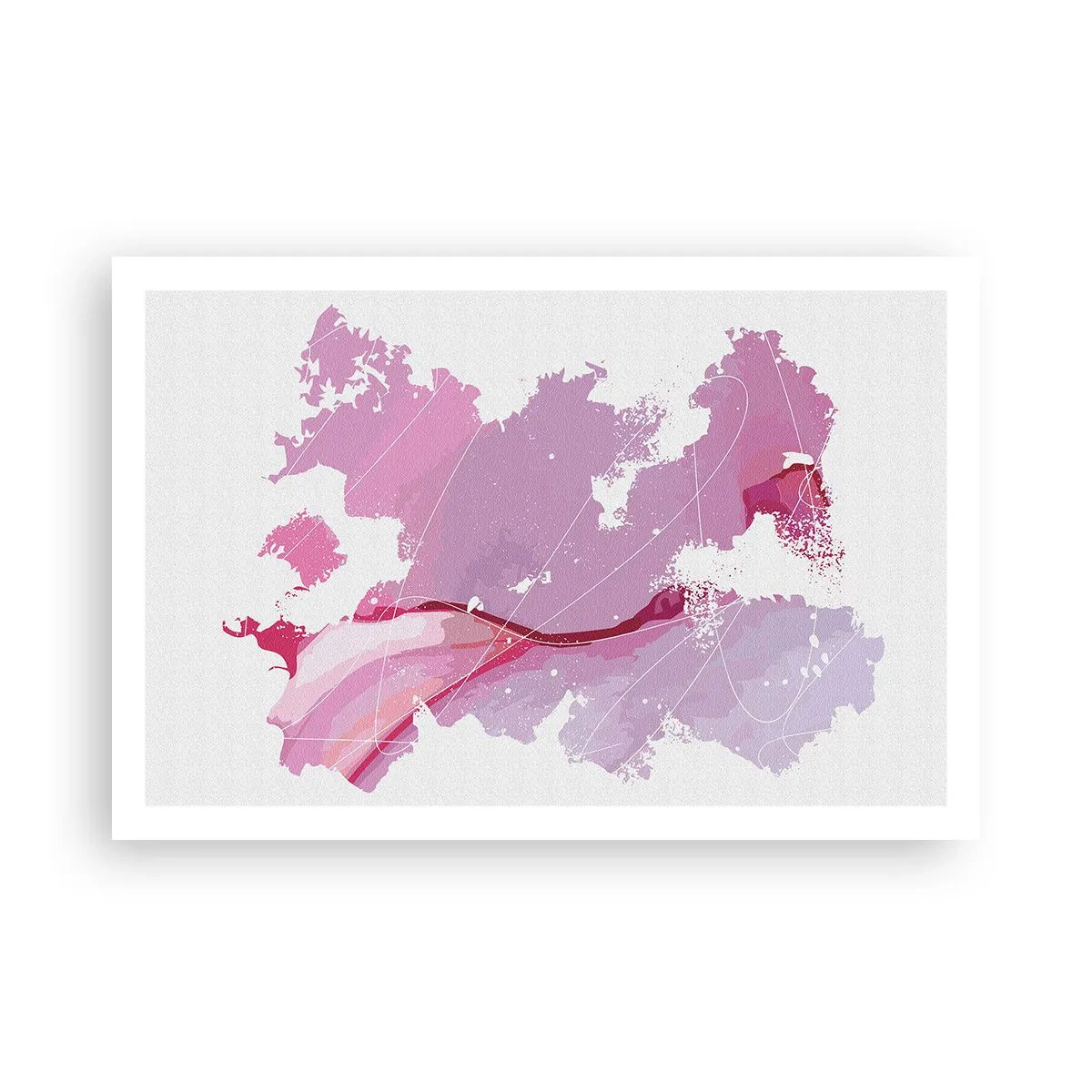 Affiche - Poster - Carte du monde rose - 91x61 cm