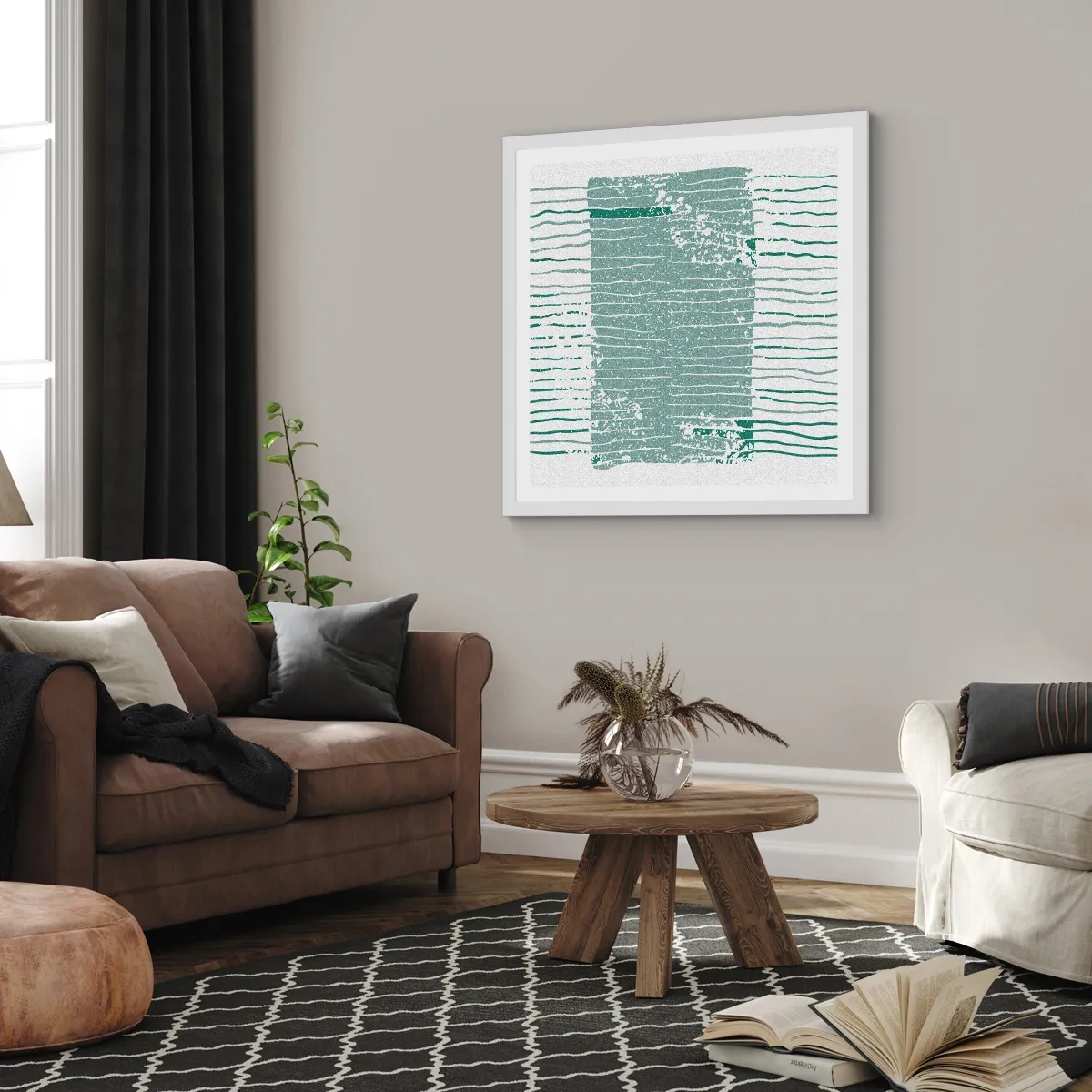 Affiche dans un cadre blanc - Poster - Abstraction de la mer - 30x30 cm