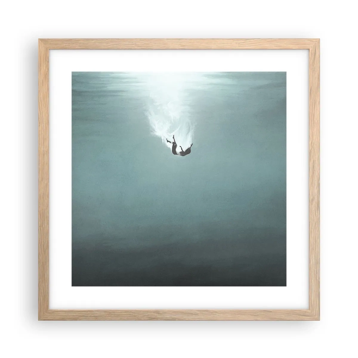 Affiche dans un chêne clair - Poster - Dans les bras de l'océan - 40x40 cm