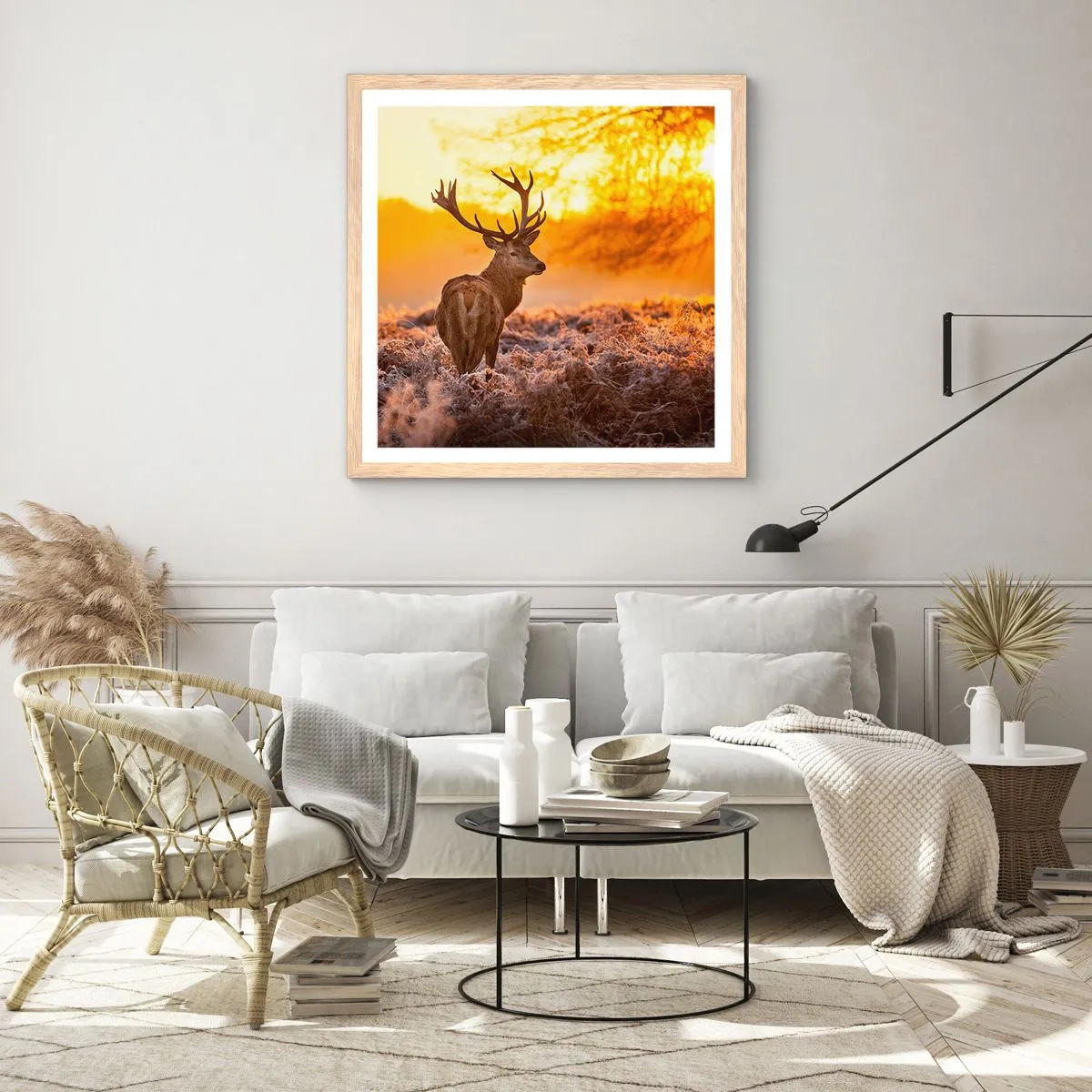 Affiche dans un chêne clair - Poster - Roi de la forêt automnal - 50x50 cm