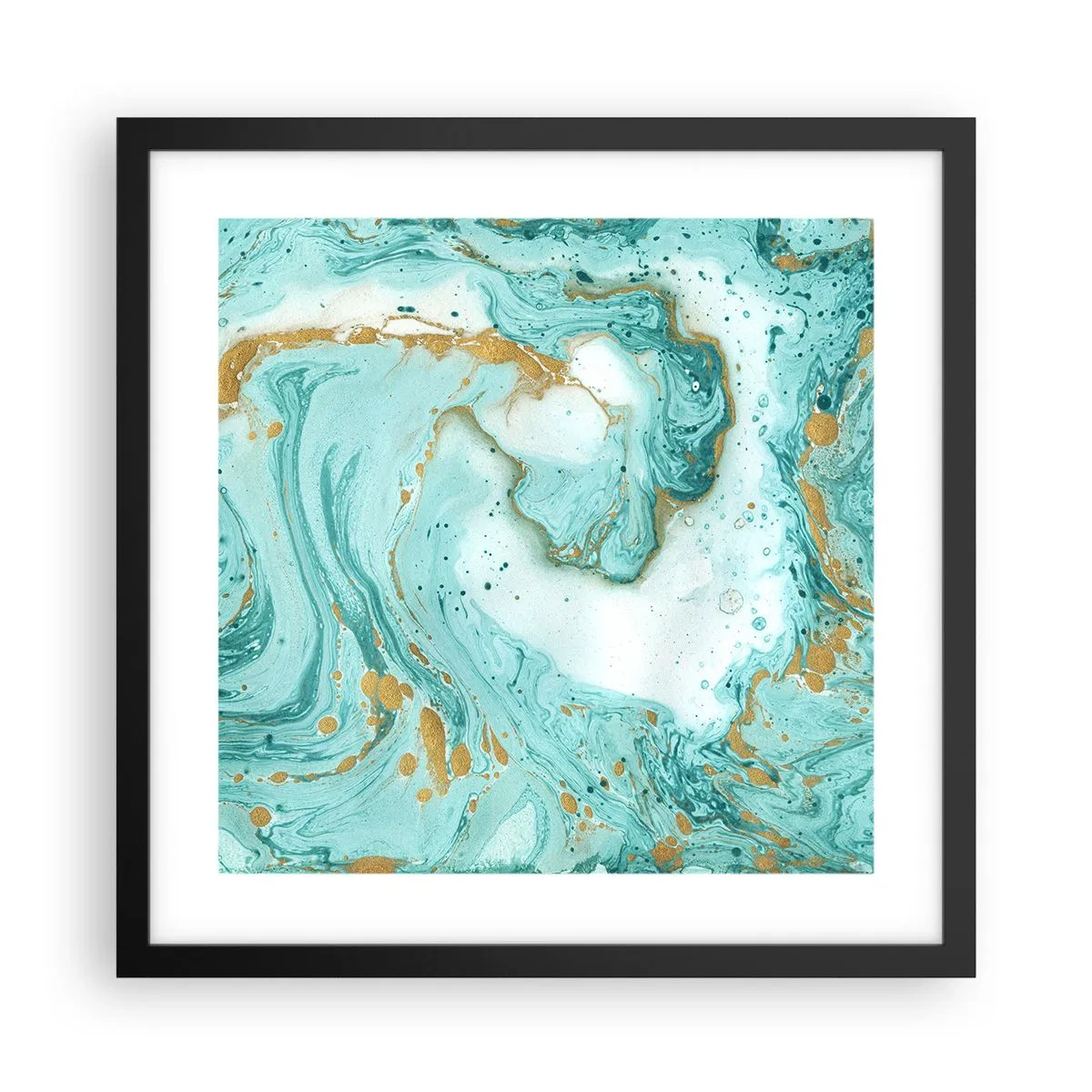 Affiche dans un cadre noir - Poster - Sous la grande vague de l'ère Edo - 40x40 cm