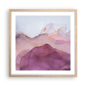 Affiche dans un chêne clair - Poster - Vagues lilas et violettes - 50x50 cm