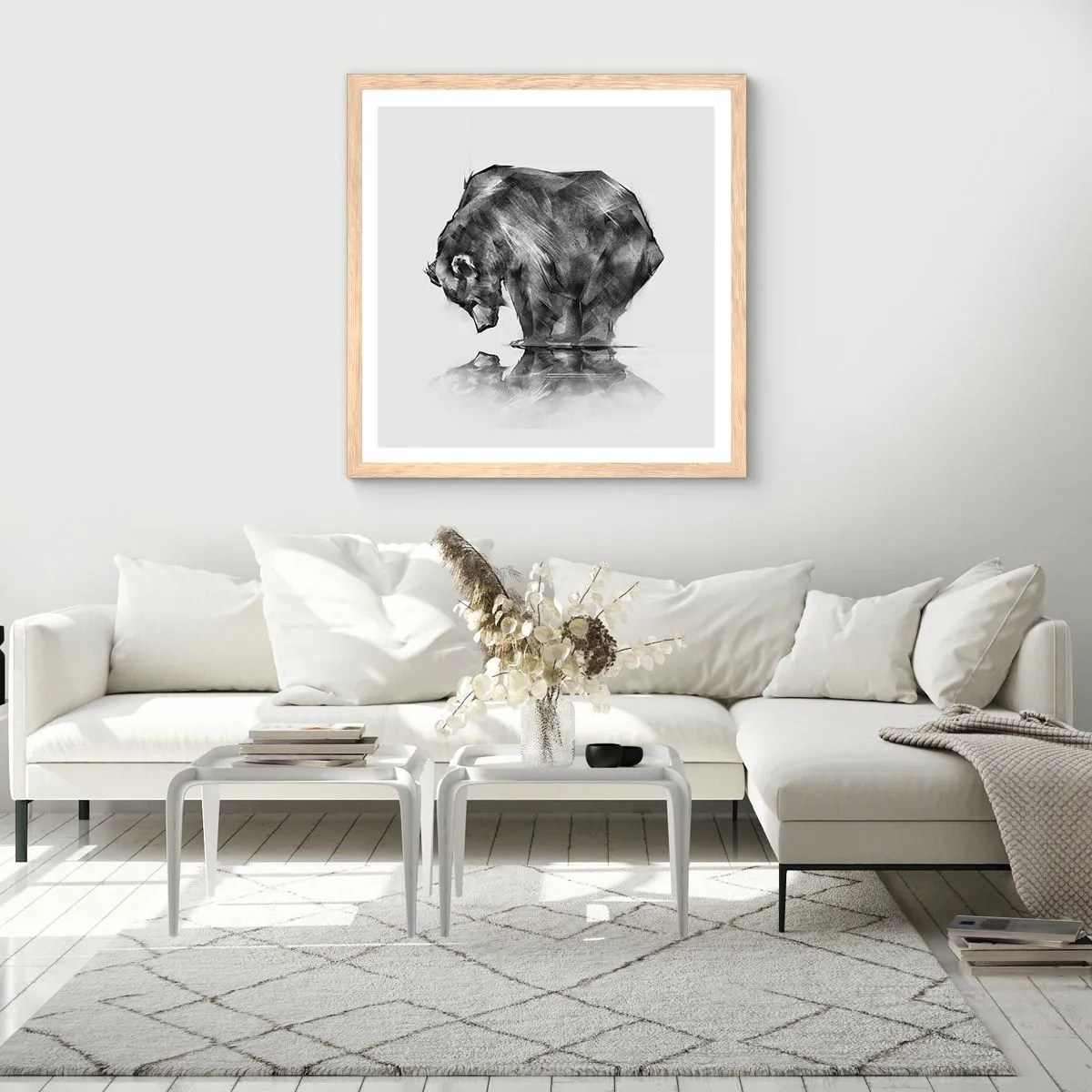 Affiche dans un chêne clair - Poster - Ravi de rencontrer quelqu'un de proche - 60x60 cm