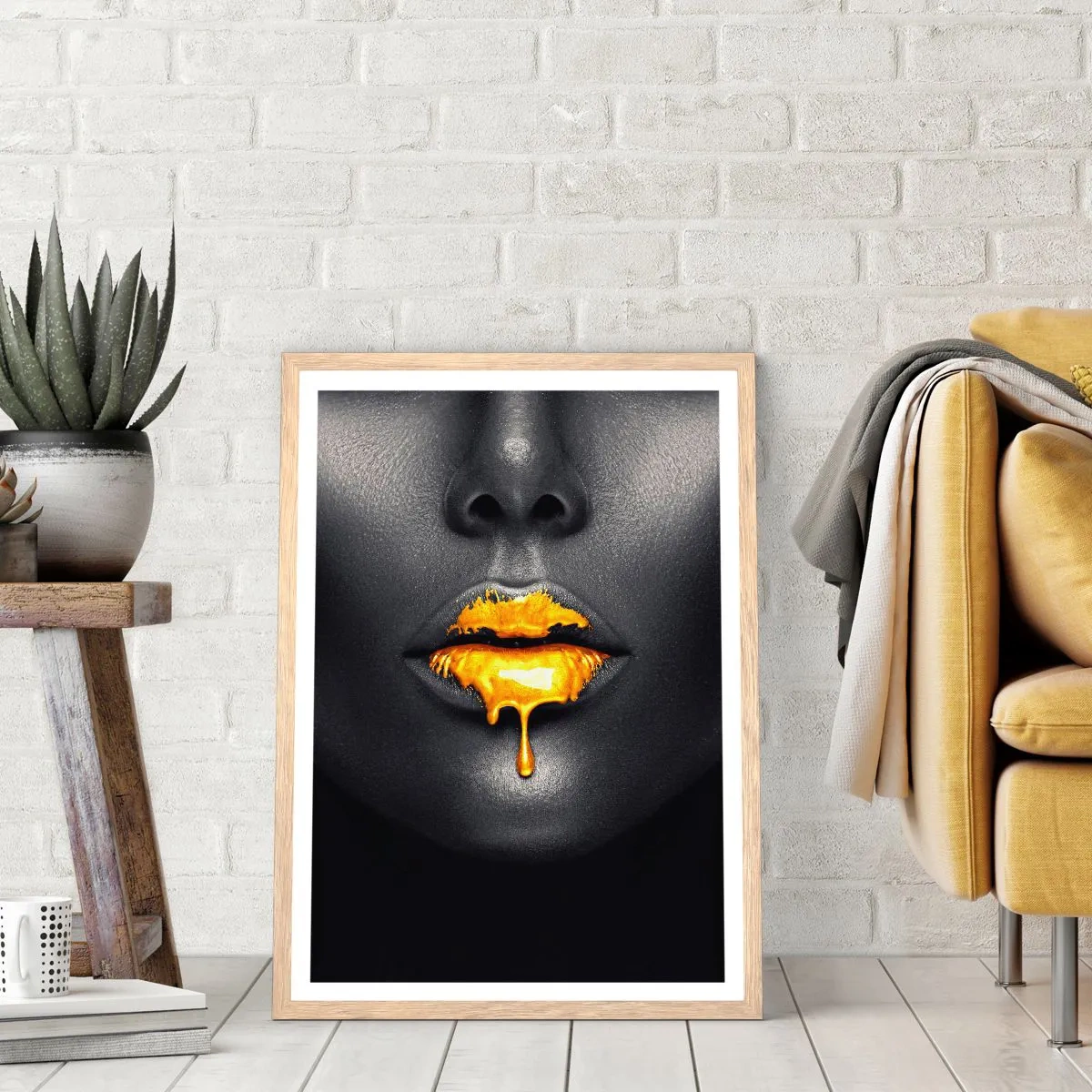 Affiche dans un chêne clair - Poster - Bouche d'or - 30x40 cm