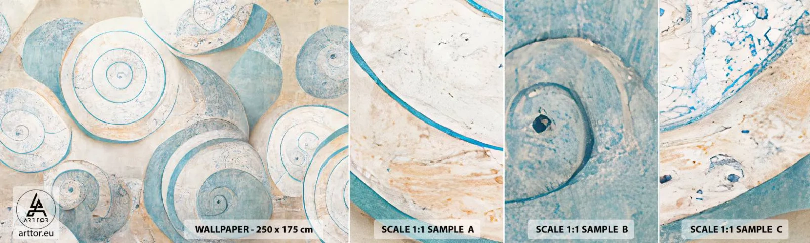 Échantillon De Papier Peint Standard Eco - Que cache la coque ? - Minimalisme, Coquilles, Brillant - 100x30 cm