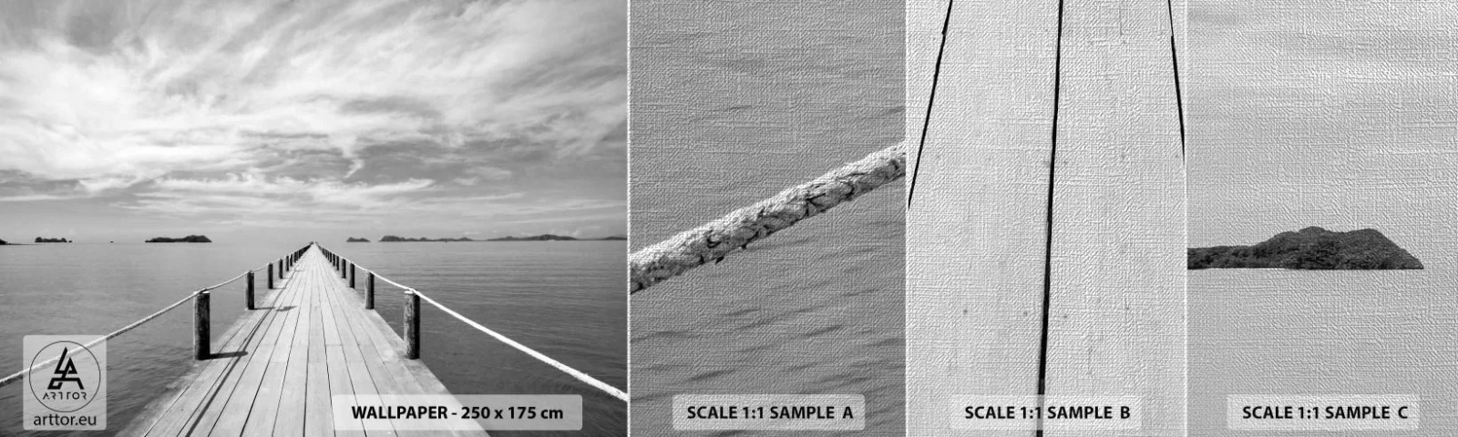 Échantillon de Papier Peint Premium Canvas - Et peut-être un voyage... - Paysage, Mer, Pont de bois - 100x30 cm