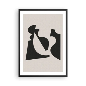 Affiche dans un cadre noir - Poster - Composition géométrique abstraite en noir et beige - 50x70cm - À monter soi-même - Décoration murale moderne pour le salon et la chambre ARTTOR