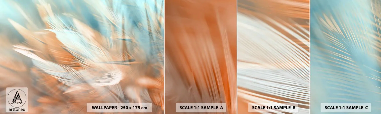 Échantillon De Papier Peint Standard Eco - Au pays de la douceur - Délicat, Plumes, Minimalisme - 100x30 cm