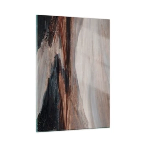 Impression sur verre - Image sur verre - Une vallée pittoresque avec une rivière aux tons bruns et bleus - 50x70cm - Une vallée tranquille - Décoration murale moderne pour le salon et la chambre ARTTOR