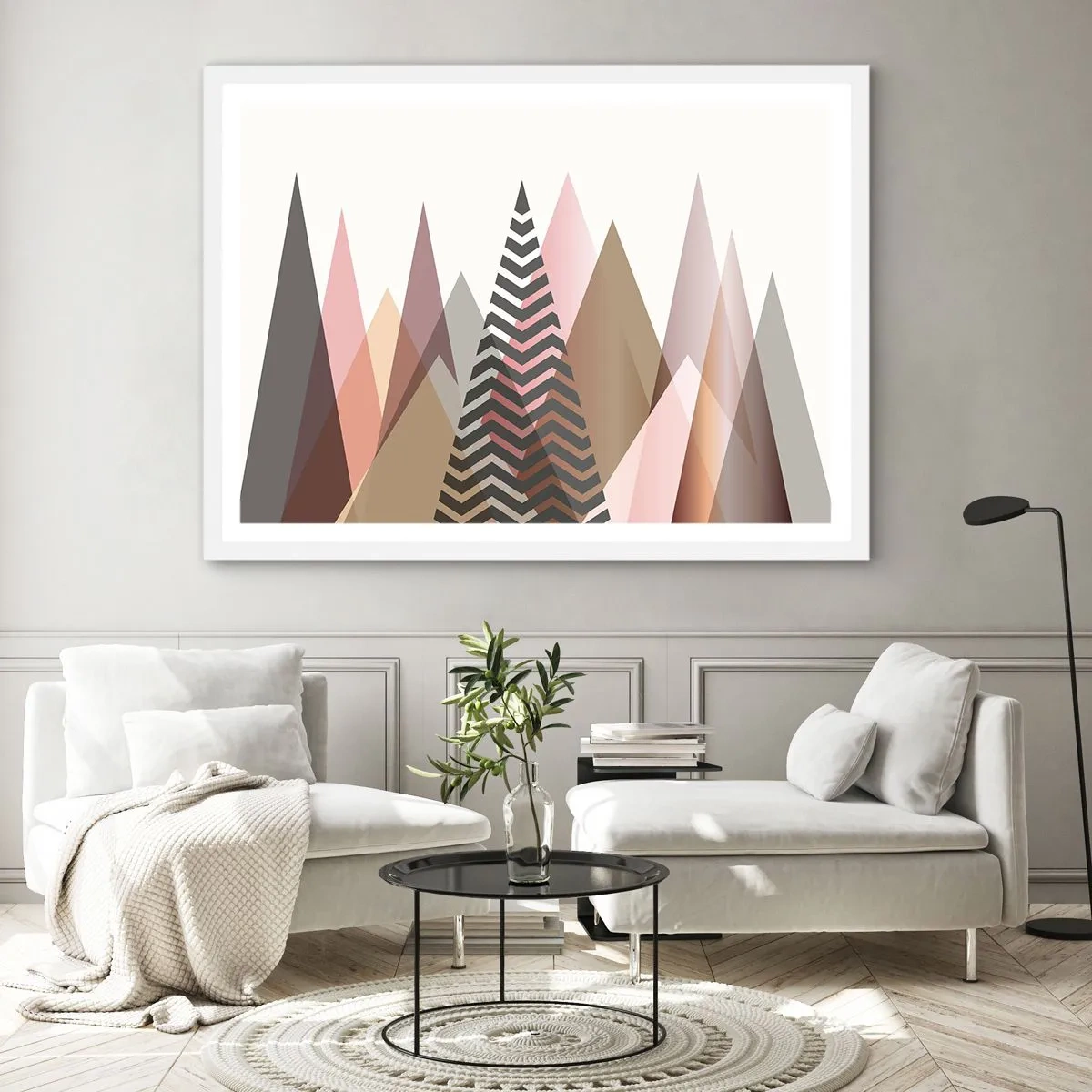 Affiche dans un cadre blanc - Poster - Vue pyramidale - 100x70 cm