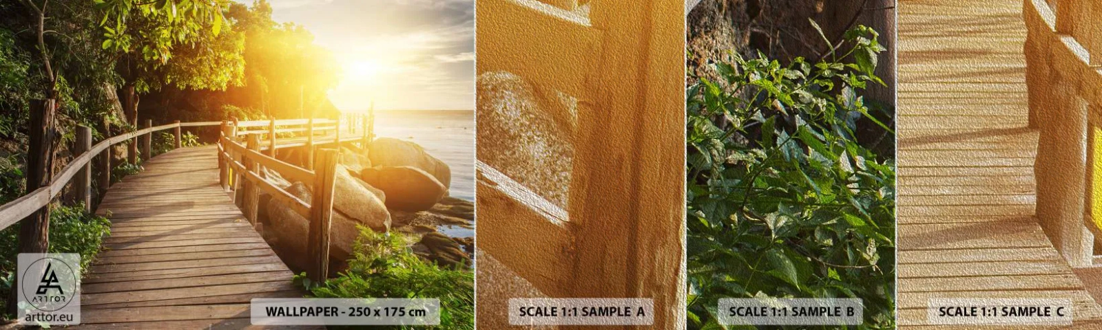 Échantillon de Papier Peint Premium Sand - Un autre tour, un autre miracle - Paysage, Promenade en bord de mer, Mer - 100x30 cm