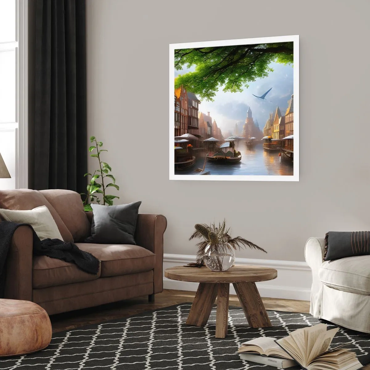 Affiche - Poster - Paysage urbain néerlandais - 60x60 cm