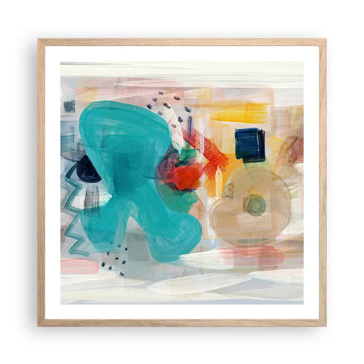 Affiche dans un chêne clair - Poster - Jeu de couleurs - 60x60 cm