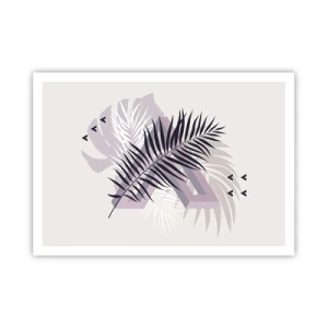 Affiche - Poster - Une composition minimaliste avec des feuilles et des formes géométriques - 100x70cm - L'ombre de l'obscurité - Décoration murale moderne pour le salon et la chambre ARTTOR