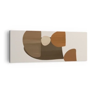 Impression sur toile - Image sur toile - Composition abstraite dans les tons marron et beige - 140x50cm - Composition de marrons - Décoration murale moderne pour le salon et la chambre ARTTOR