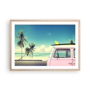 Affiche dans un chêne clair - Poster - Il est temps de commencer les vacances - 70x50 cm