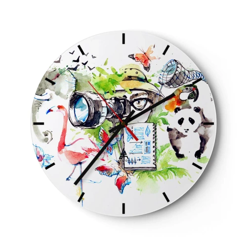 Horloge murale - Pendule murale - Dans l'objectif d'un voyageu - 40x40 cm