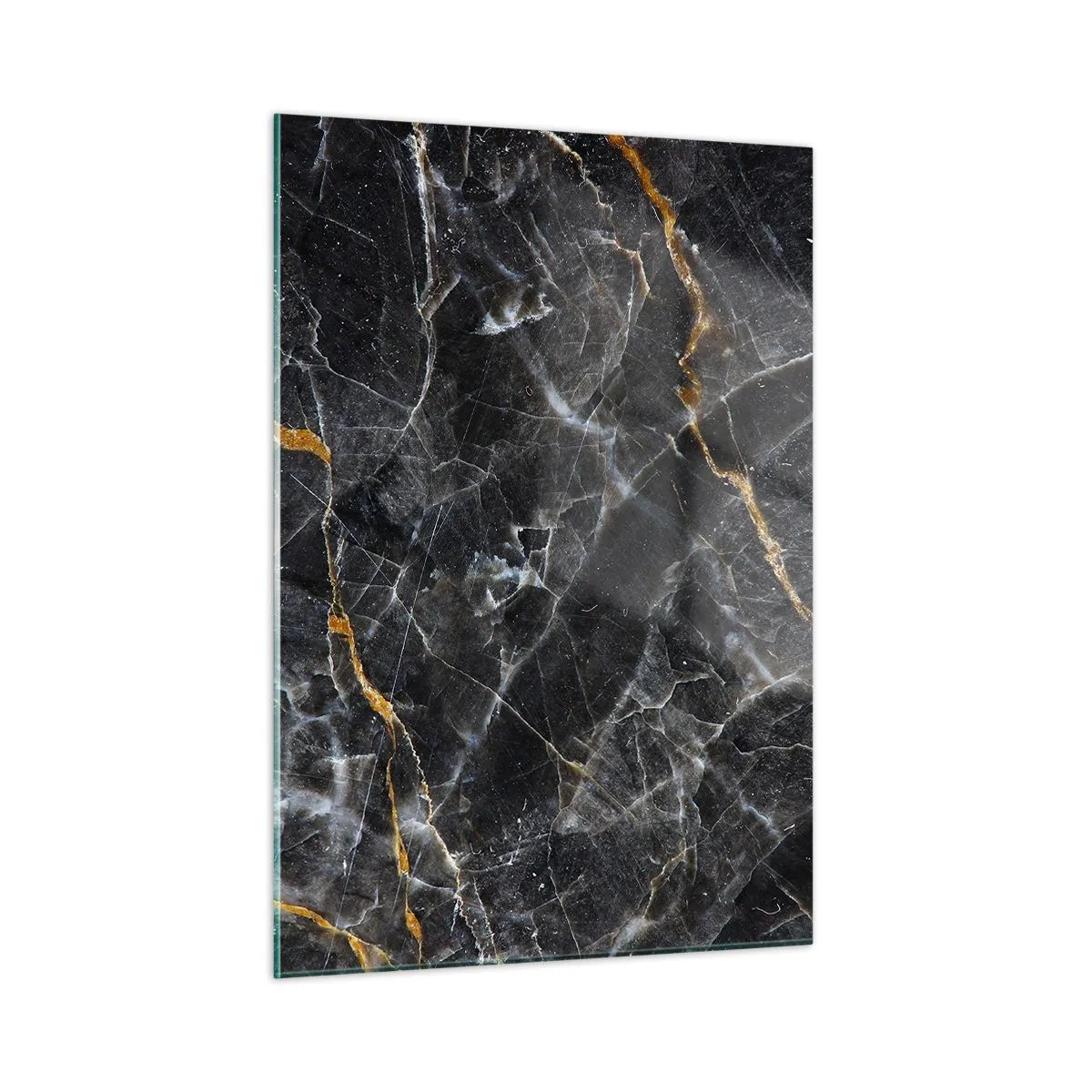 Impression sur verre - Image sur verre - Motif en marbre noir et or avec veines blanches - 50x70cm - La vie intérieure de la pierre - Décoration murale moderne pour le salon et la chambre ARTTOR
