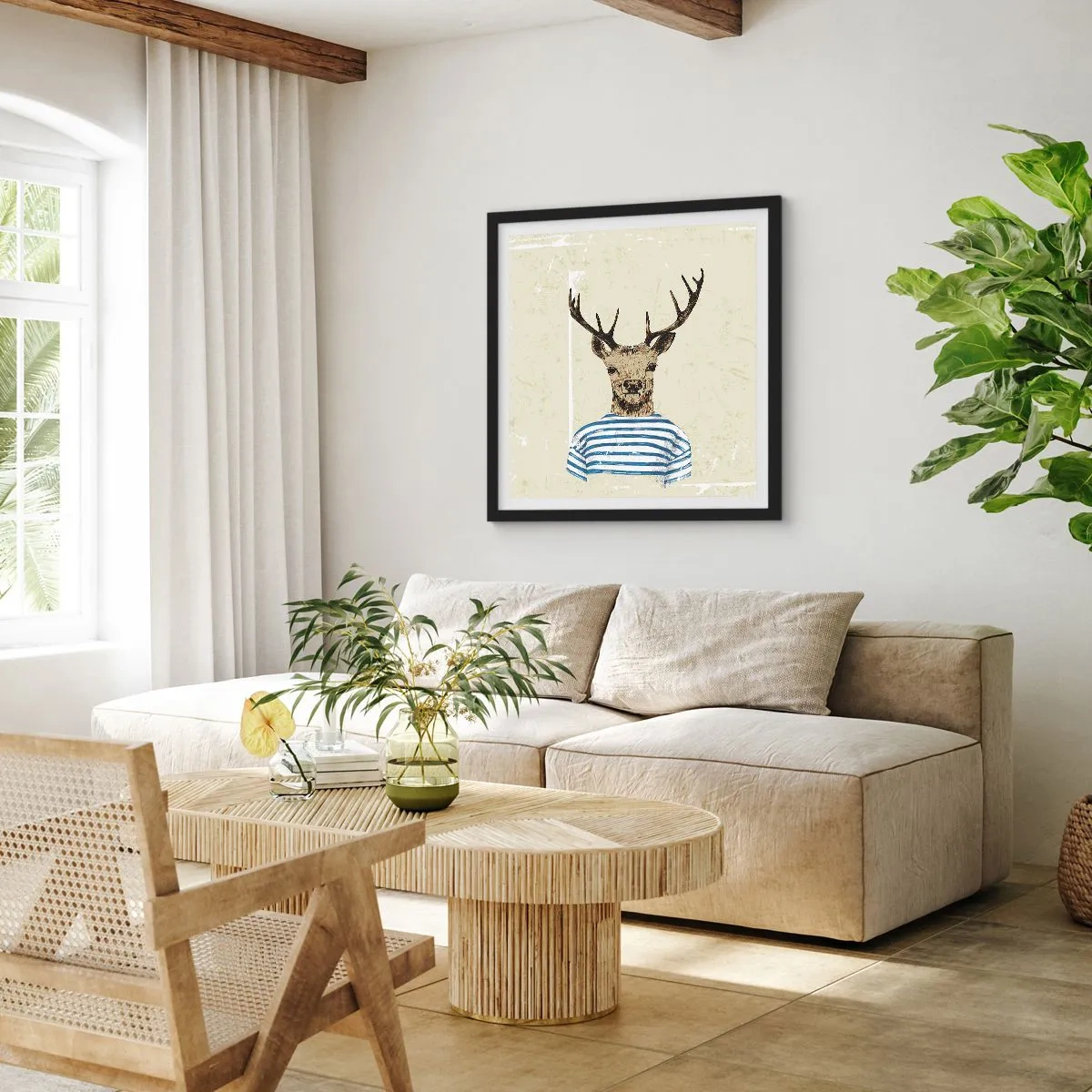 Affiche dans un cadre noir - Poster - Parce que j'aime les chemises rayées - 50x50 cm