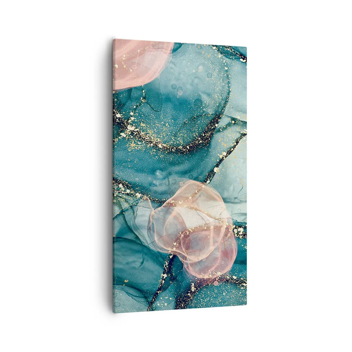 Impression sur toile - Image sur toile - Soie bleu, tulle rose - 55x100 cm