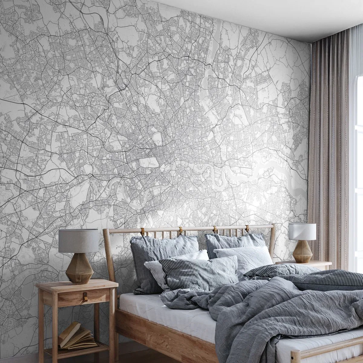 Papier Peint Photo Premium Canvas - Carte du labyrinthe londonien - Ville, Carte de la ville, Londres - 150x105 cm