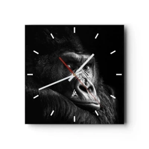 Horloge murale - Pendule murale - Portrait noir et blanc d'un gorille majestueux - 30x30cm - Et qu'est-ce que tu regardes? - Décoration murale moderne pour le salon et la chambre ARTTOR