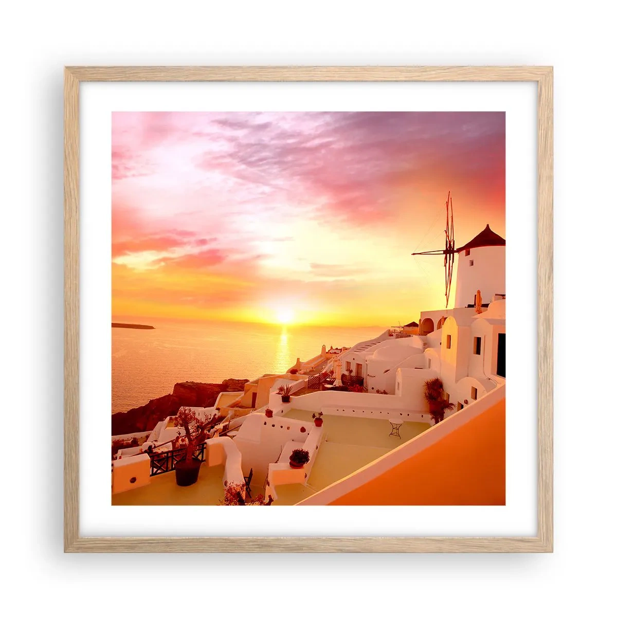 Affiche dans un chêne clair - Poster - Fondre en blanc et or - 50x50 cm