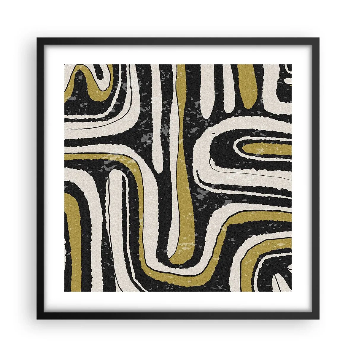 Affiche dans un cadre noir - Poster - Composition : routes et ruelles - 50x50 cm