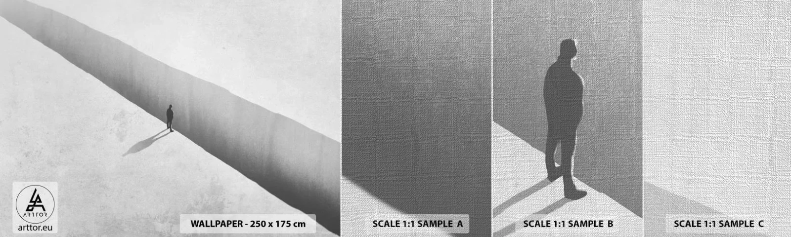 Échantillon de Papier Peint Premium Canvas - Un objectif clair - Abîme, Minimalisme, Homme - 100x30 cm