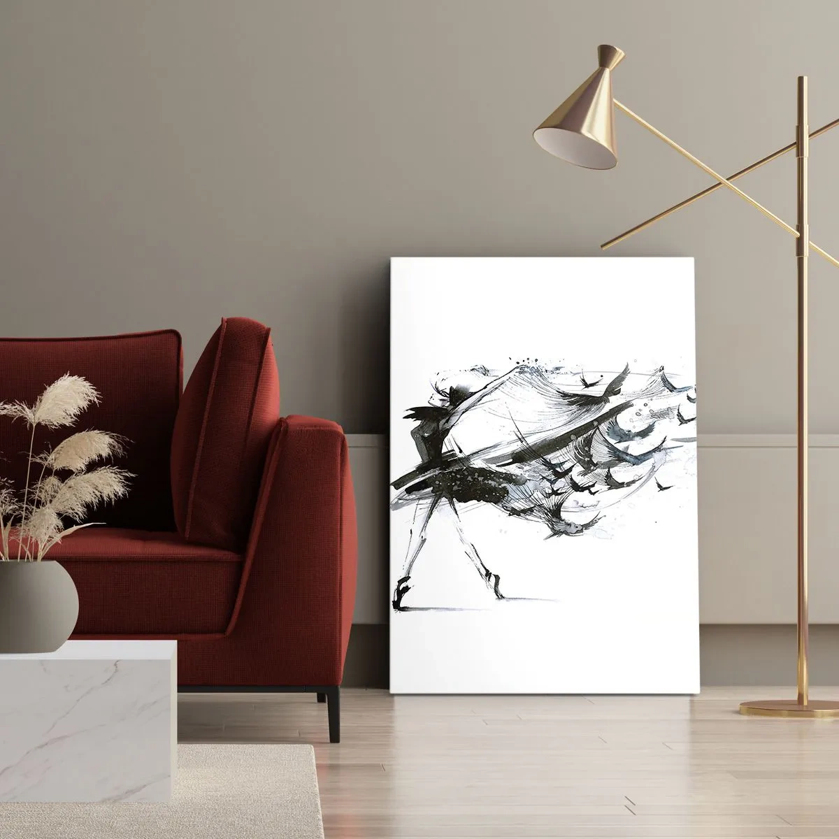 Impression sur toile - Image sur toile - Une danseuse avec une robe dynamique en forme d'oiseaux - 80x120cm - La magie de la musique vous libère des envoûtements - Décoration murale moderne pour le salon et la chambre ARTTOR