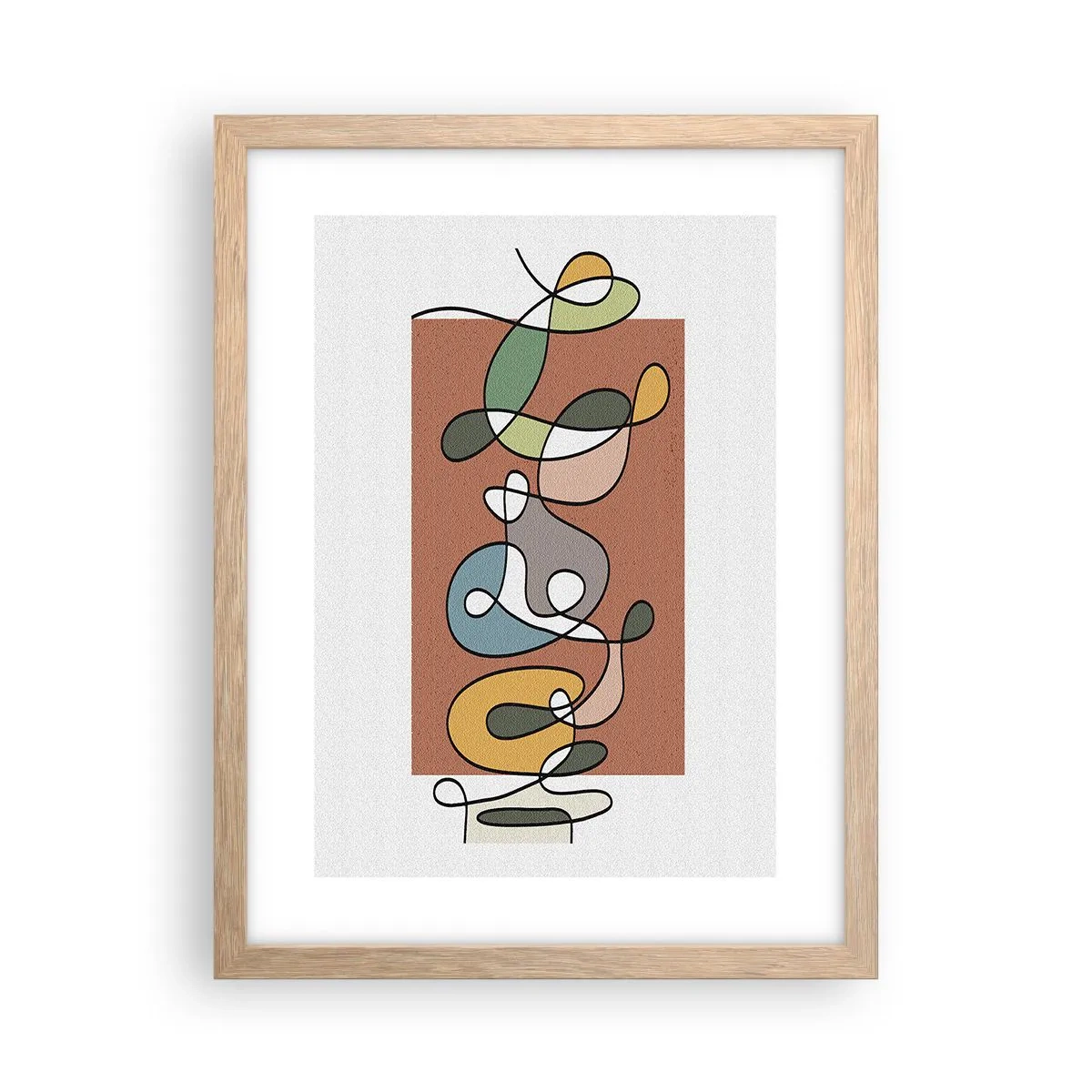 Affiche dans un chêne clair - Poster - Abstraction : danse colorée - 30x40 cm