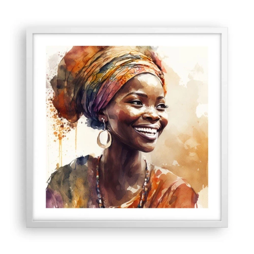 Affiche dans un cadre blanc - Poster - reine africaine - 50x50 cm