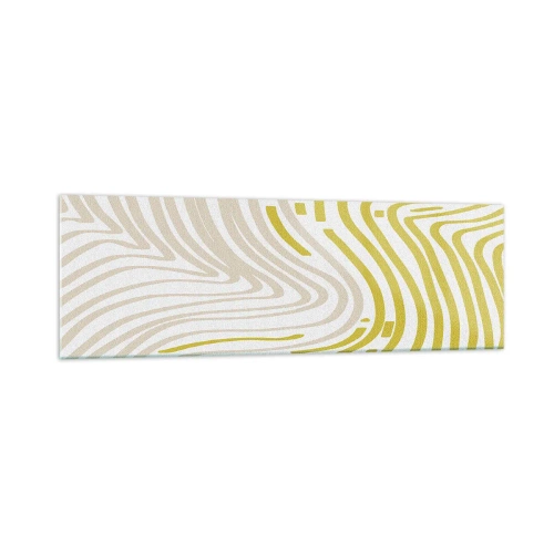 Impression sur verre - Image sur verre - Un motif abstrait avec des lignes ondulées dans des tons de jaune et de beige. - 160x50cm - Une composition au léger virage - Décoration murale moderne pour le salon et la chambre ARTTOR