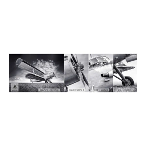 Échantillon de Papier Peint Autocollant Deluxe Sticker - Le pèlerin ailé - Avion, Avion, Noir et blanc - 100x30 cm