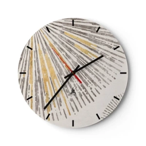 Horloge murale - Pendule murale - Lignes rayonnantes en or et gris sur fond clair - 30x30cm - La beauté du rayon - Décoration murale moderne pour le salon, la cuisine et la chambre ARTTOR