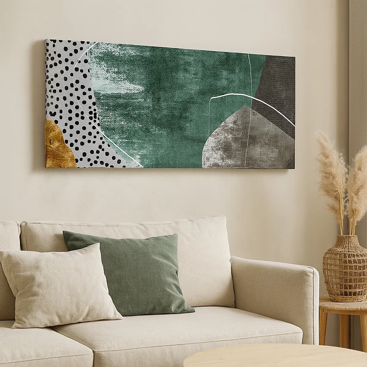 Impression sur toile - Image sur toile - Abstraction colorée avec feuille d'or - 30x30 cm