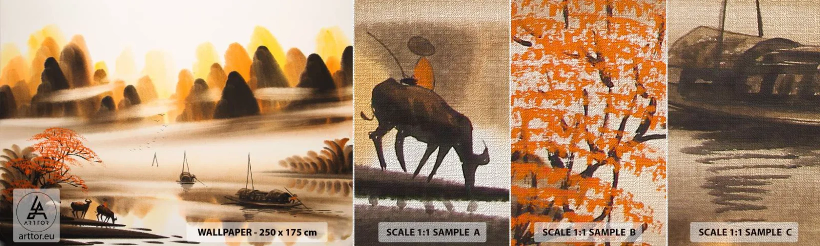 Échantillon de Papier Peint Premium Canvas - Plus loin que l'Extrême-Orient - Chine, Paysage, Asie - 100x30 cm