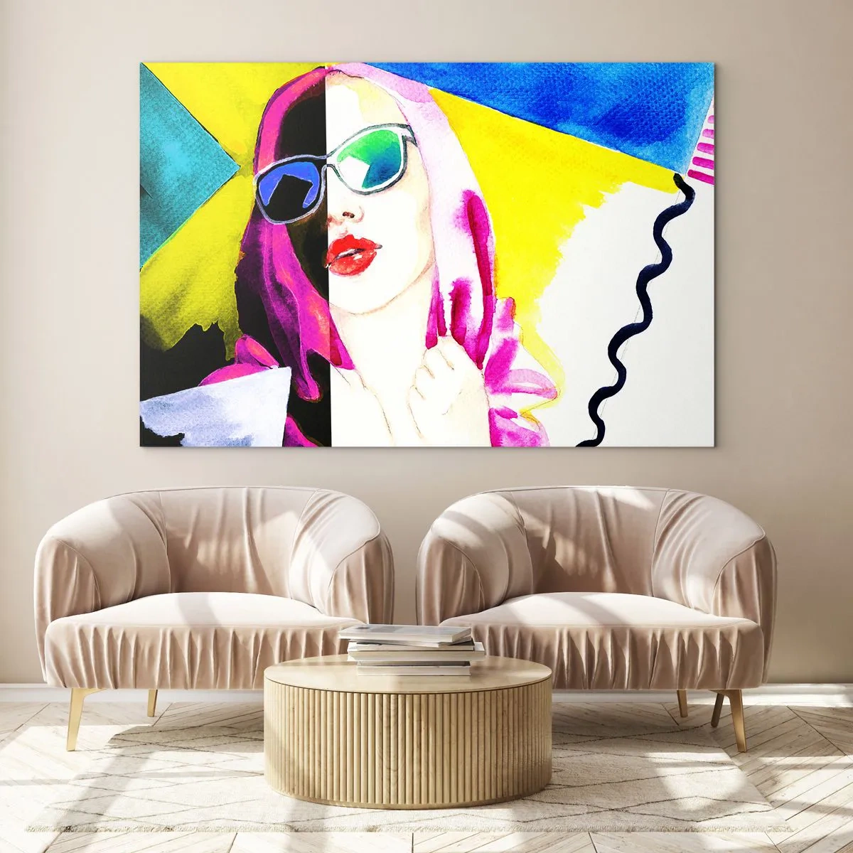 Impression sur verre - Image sur verre - Portrait d'une femme dans un style pop art coloré - 120x80cm - je ne suis pas blanche et je ne suis pas noire - Décoration murale moderne pour le salon et la chambre ARTTOR
