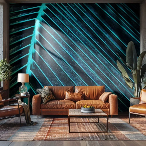 Papier peint sur mesure Premium Sand - Texture verte - Feuille, Macro, Tropical