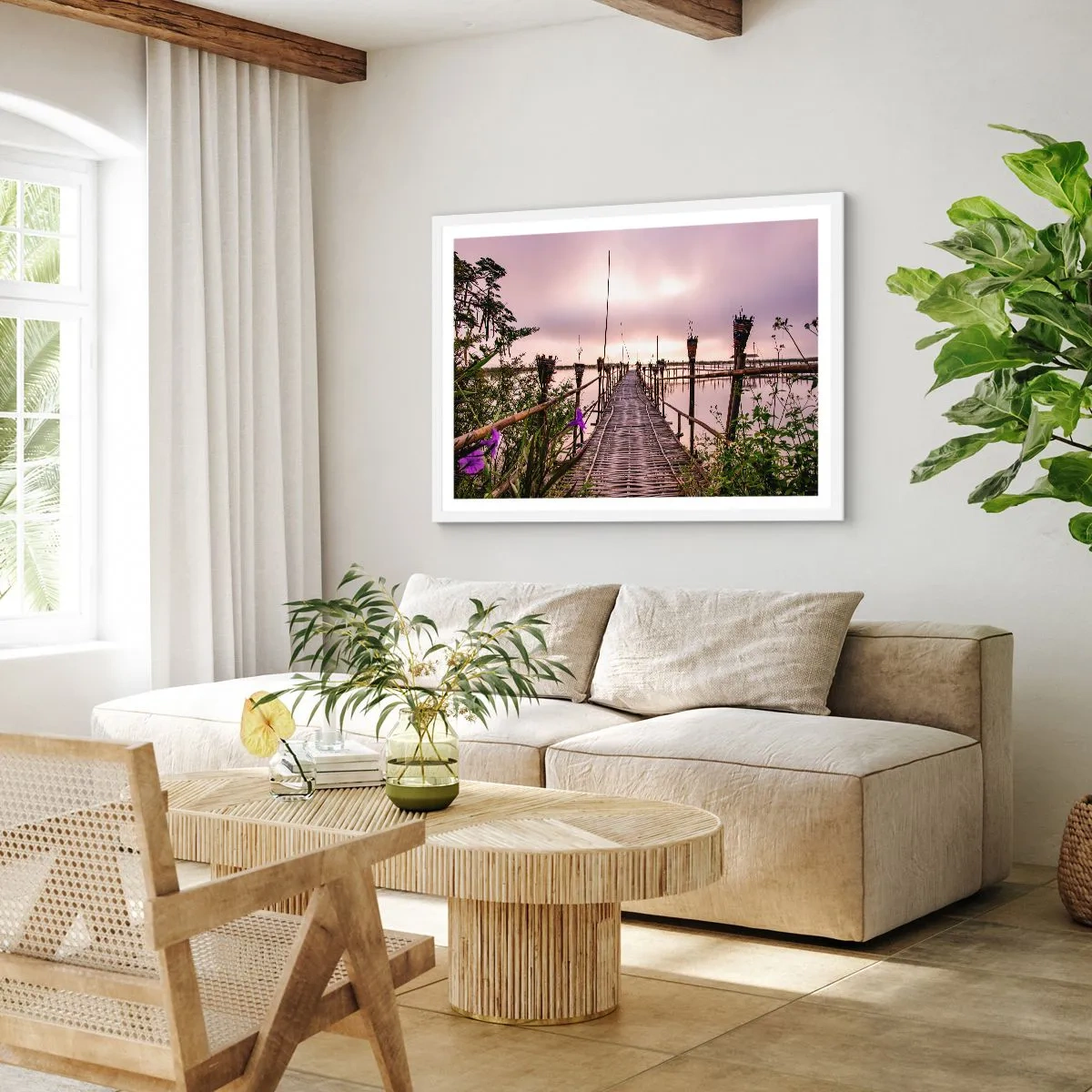 Affiche dans un cadre blanc - Poster - Le silence et le calme d'Asie - 100x70 cm