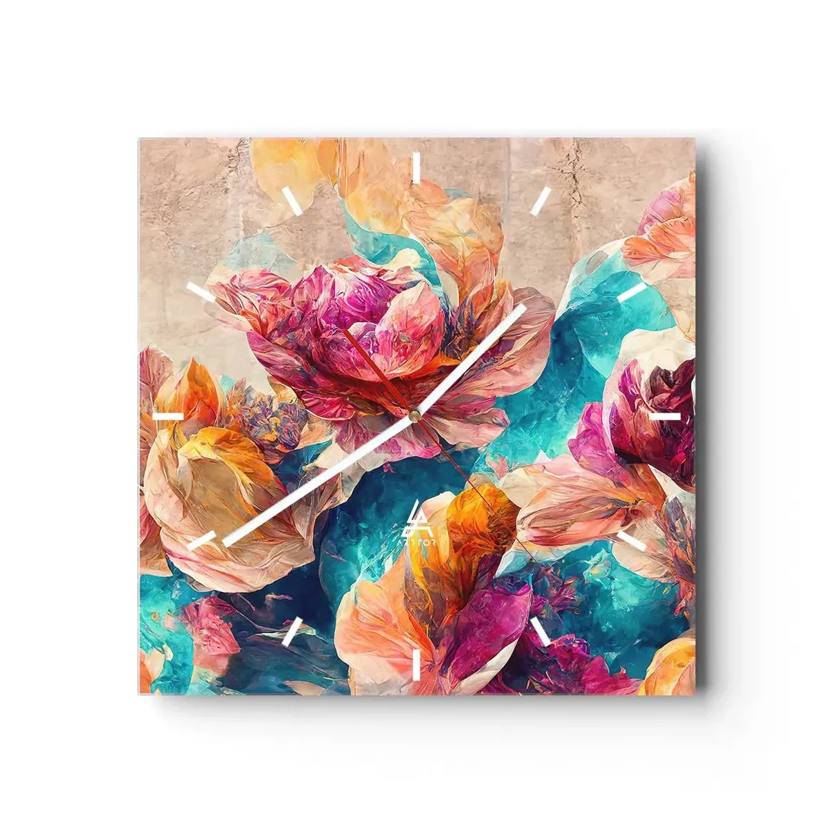 Horloge murale - Pendule murale - Splendeur colorée du bouquet - 40x40 cm