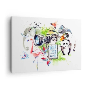 Impression sur toile - Image sur toile - Des graphismes colorés sur le thème de la nature et du safari - 70x50cm - Dans l'objectif d'un voyageu - Décoration murale moderne pour le salon et la chambre ARTTOR