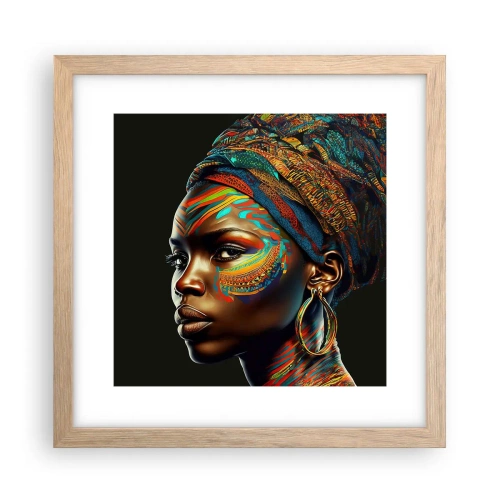 Affiche dans un chêne clair - Poster - reine africaine - 30x30 cm