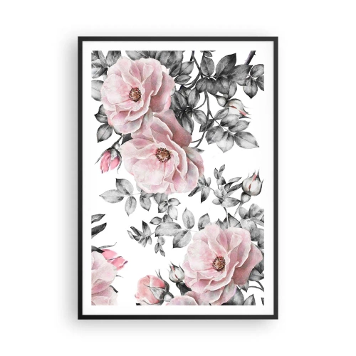 Affiche dans un cadre noir - Poster - Se perdre dans les fleurs des roses - 70x100 cm