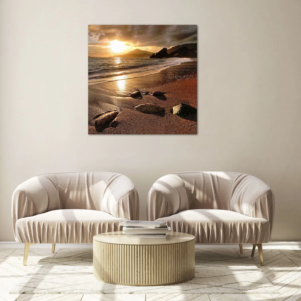 Impression sur verre - Image sur verre - Suivez le soleil sur les collines - 60x60 cm