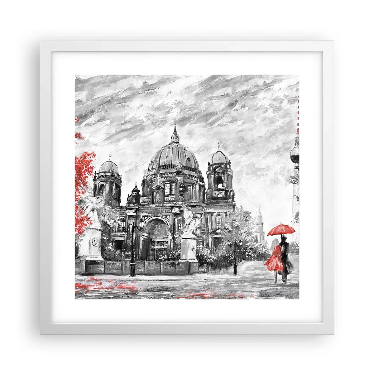 Affiche dans un cadre blanc - Poster - Rencontre berlinoise - 40x40 cm