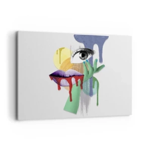 Impression sur toile - Image sur toile - Portrait déconstruit avec des éléments abstraits - 120x80cm - Un portrait déconstruit - Décoration murale moderne pour le salon et la chambre ARTTOR