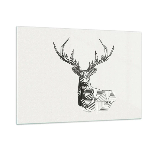 Impression sur verre - Image sur verre - Cerf cubiste composé de formes géométriques sur fond blanc - 120x80cm - Cerf dans un style cubique - Décoration murale moderne pour le salon et la chambre ARTTOR