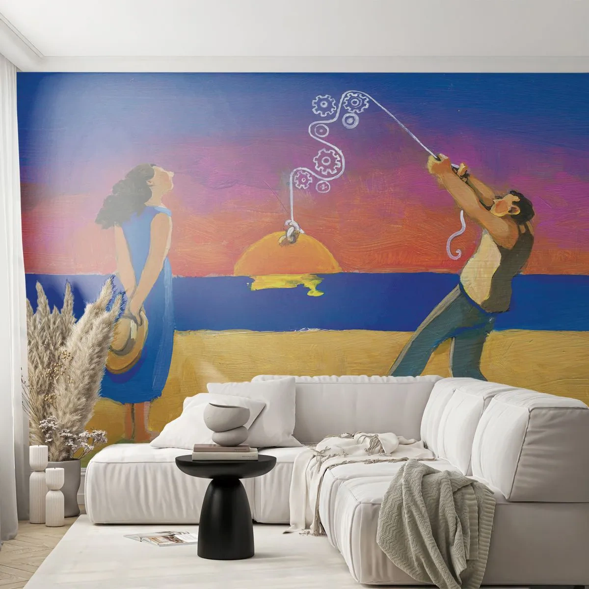 Papier Peint Autocollant Deluxe Sticker - Plus qu'une étoile dans le ciel - Abstraction, Femme et Homme, Peinture - 250x175 cm